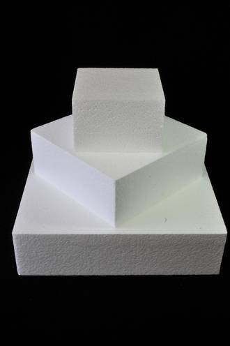 11" Square Cake Dummy, 75mm deep, Polystyrene